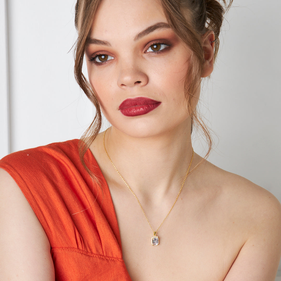 Baguette Stone Trend Necklace - 925 SILVER