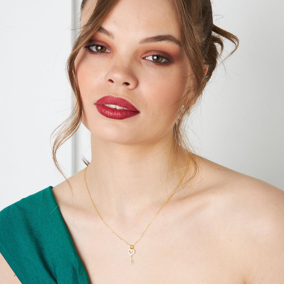 Heart Key Necklace - 925 SILVER