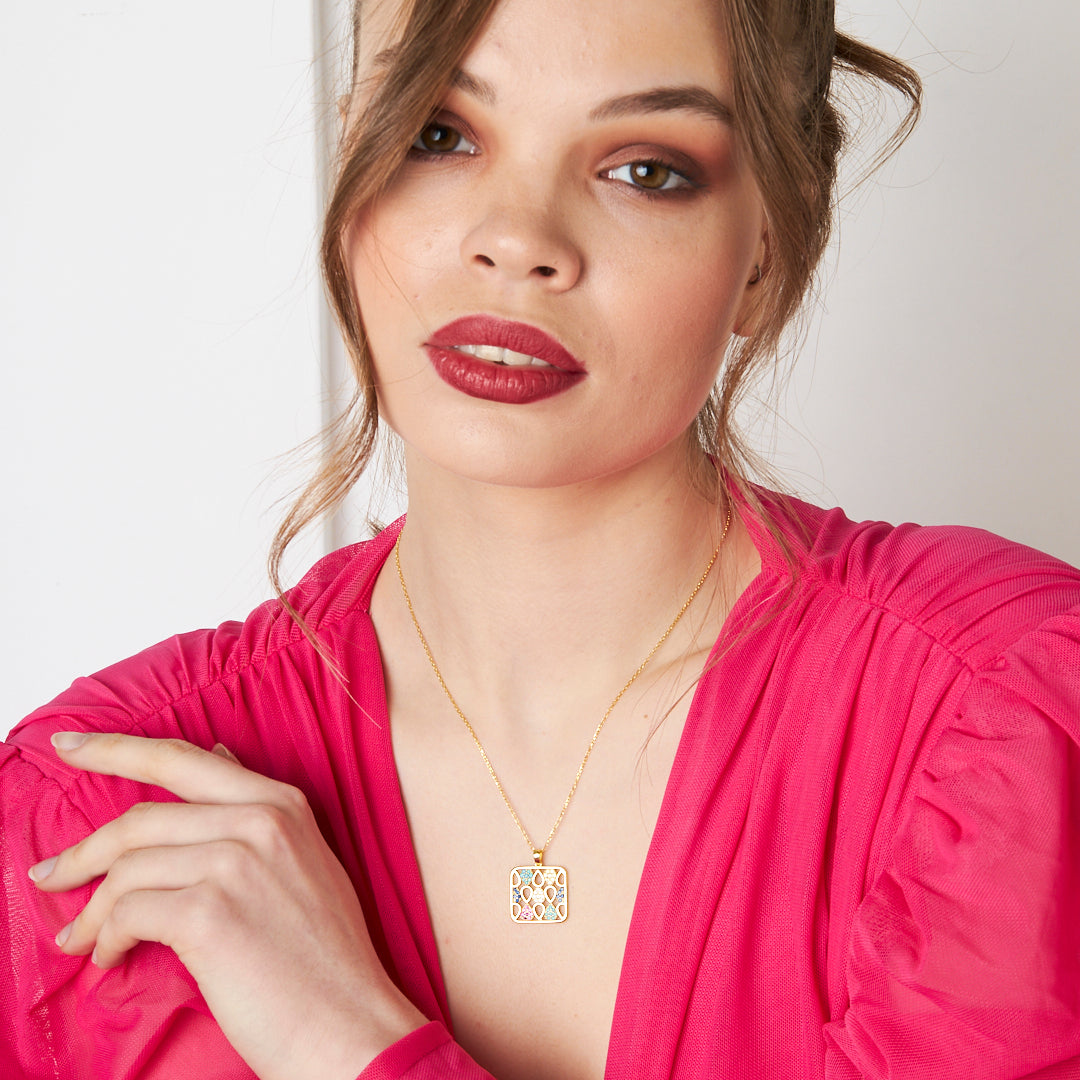 Colorful Teardrop Necklace - 925 Silver