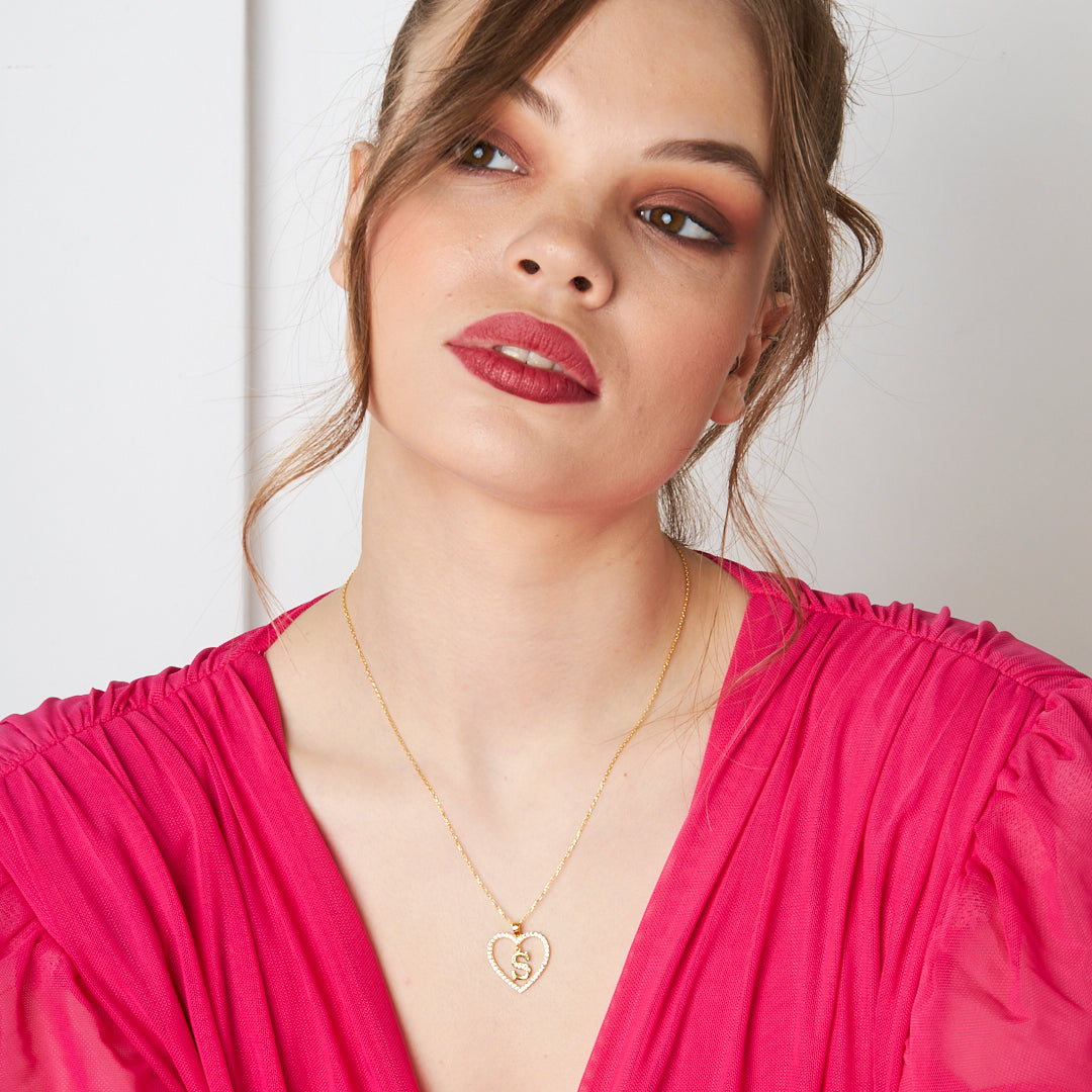 Letter Heart Necklace - 925 Silver