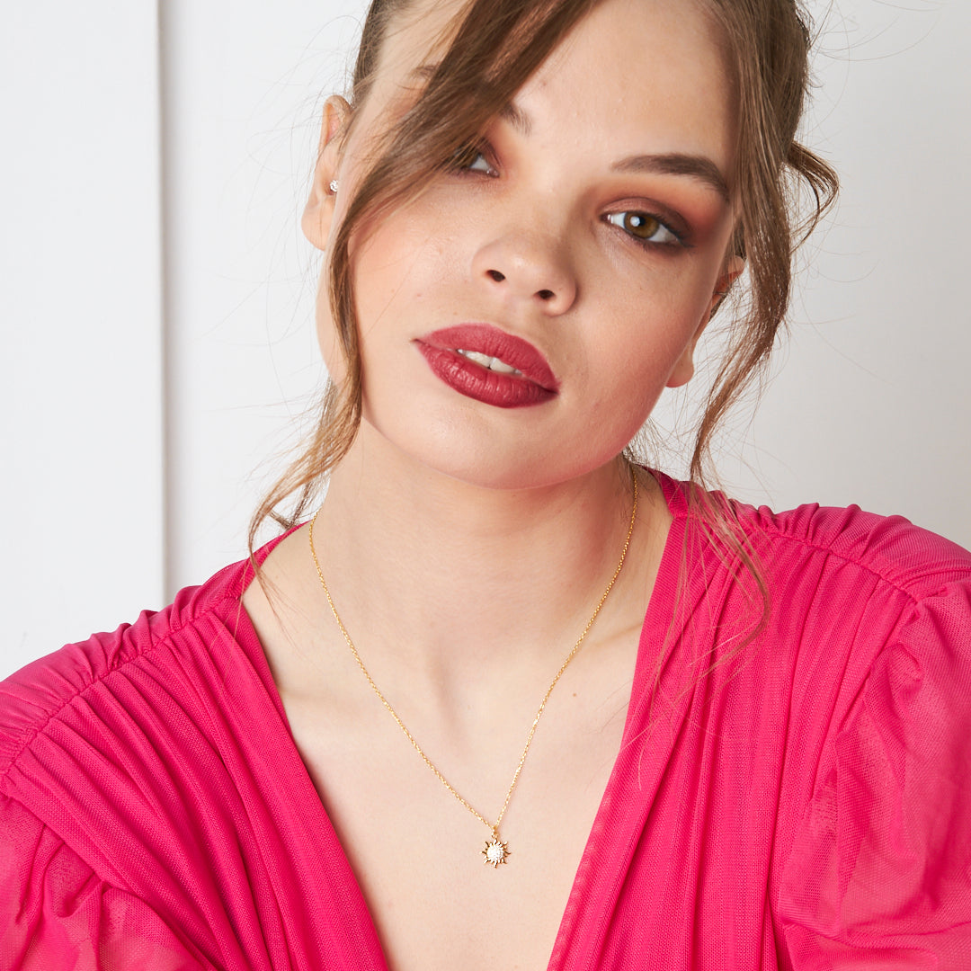 Stone Sun Necklace - 925 SILVER
