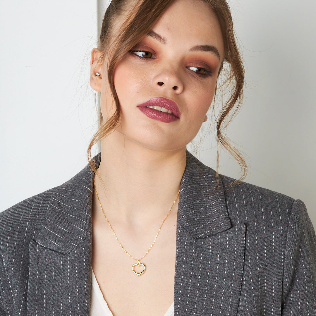Hollow Heart Necklace - 925 Silver