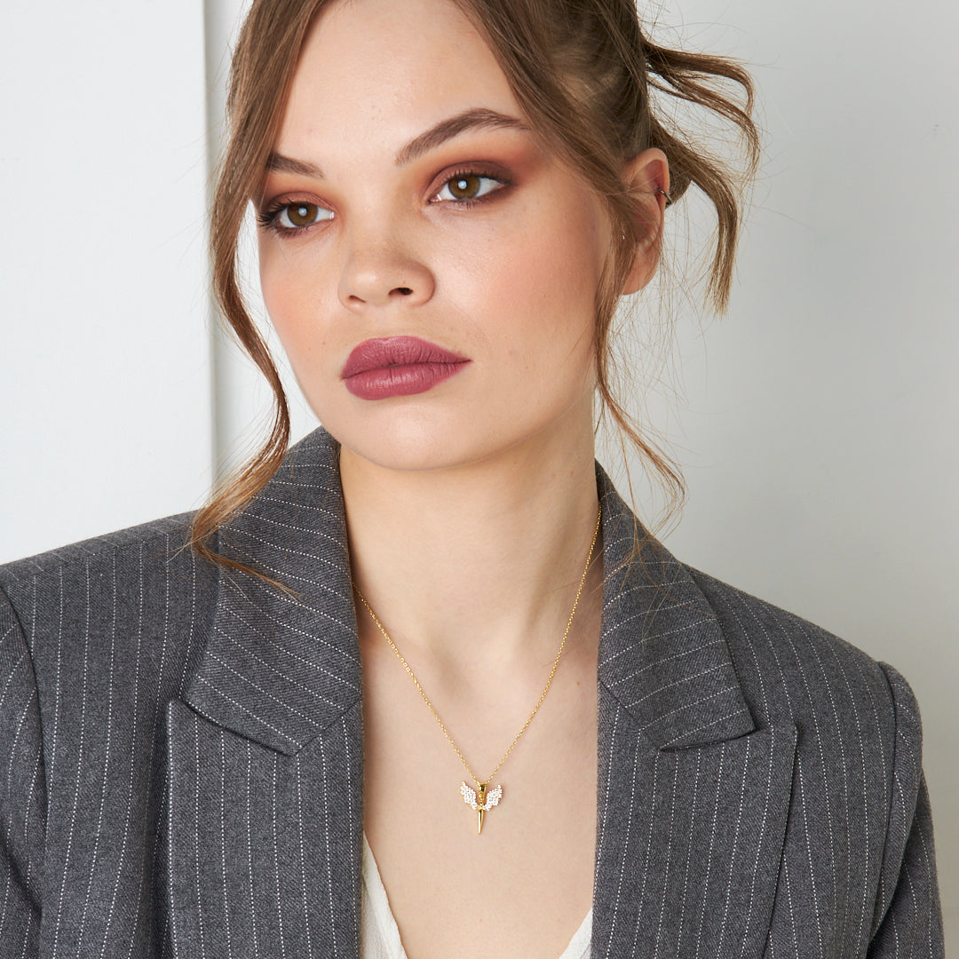 Stone Milkail Angel Necklace - 925 SILVER