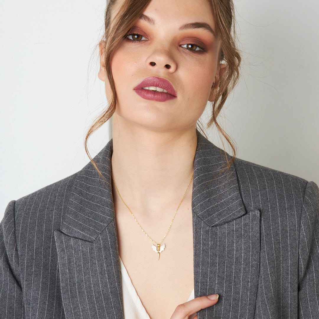 Stone Milkail Angel Necklace - 925 SILVER