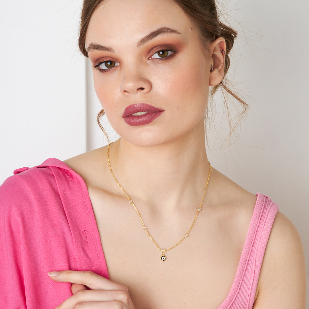 Eye Bead Necklace - 925 SILVER