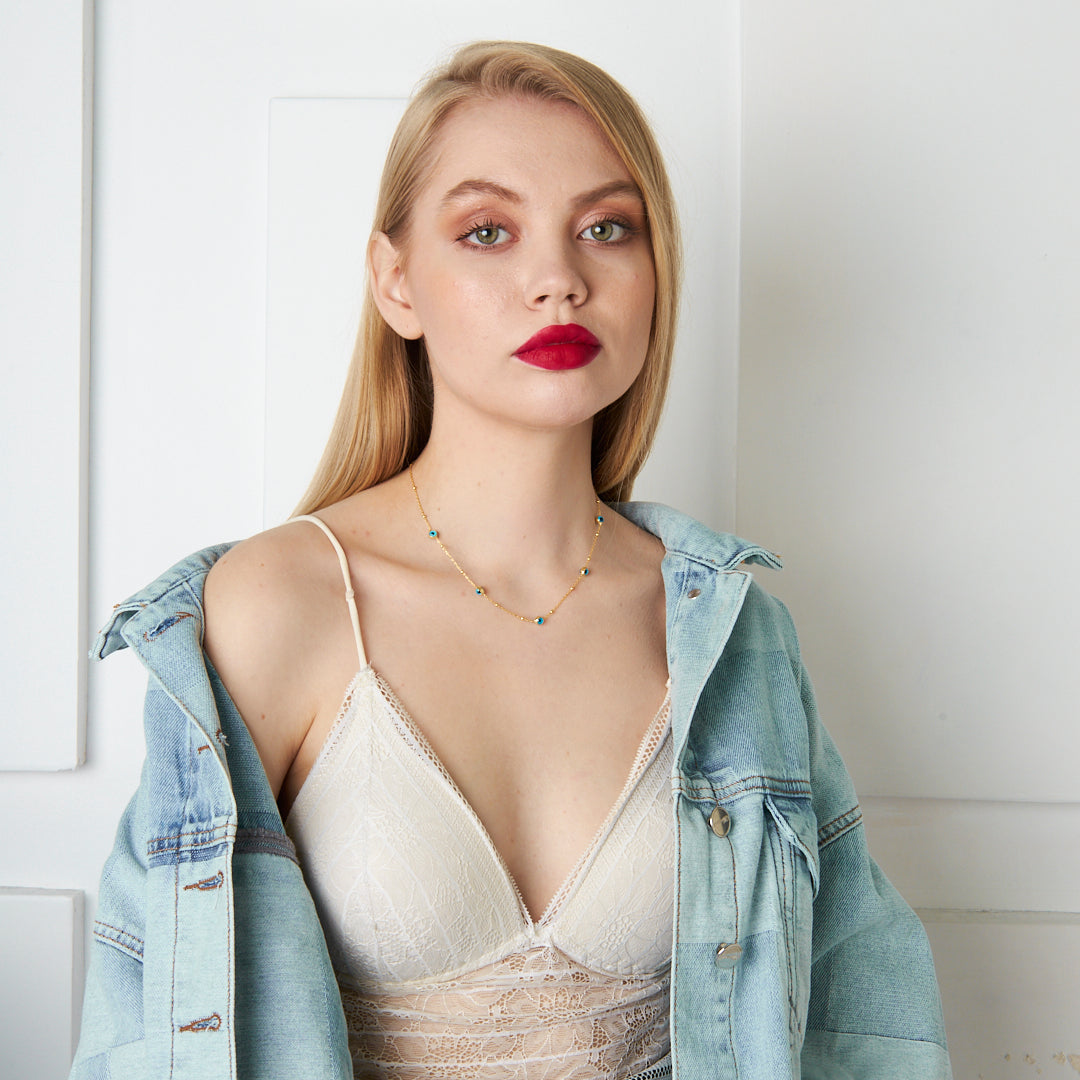 Multiple Evil Eye Necklace - 925 SILVER