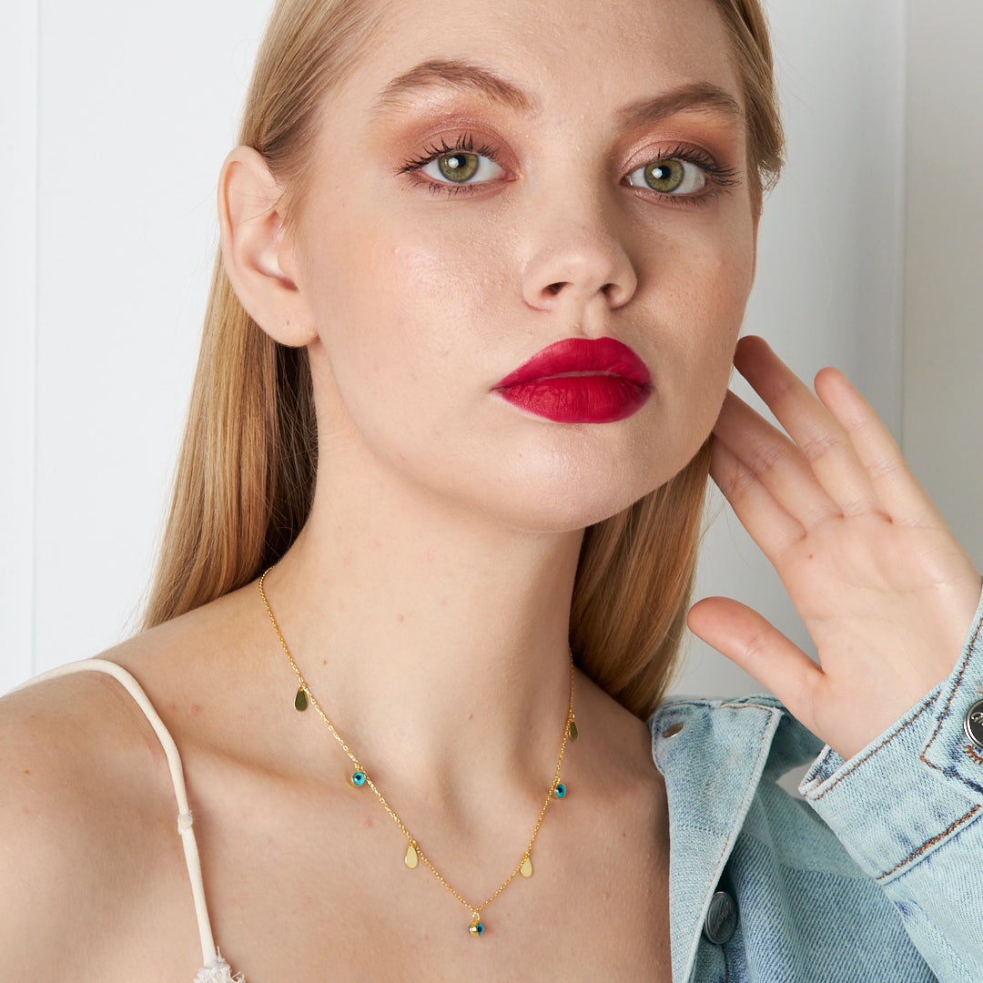 Evil Eye Drop Necklace - 925 SILVER