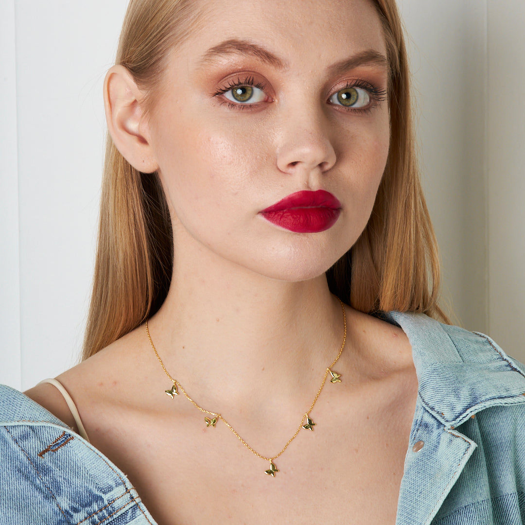 Butterfly Plate Necklace - 925 SILVER