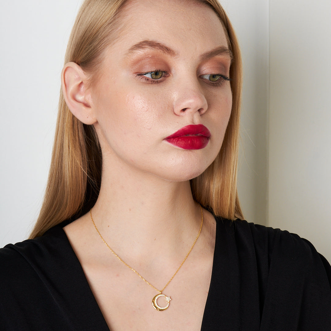 Patterned Star Necklace - 925 SILVER