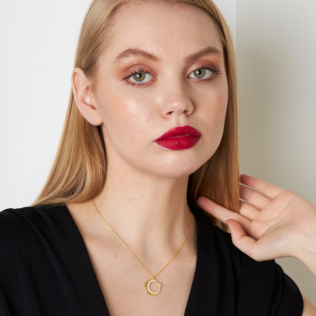 Patterned Star Necklace - 925 SILVER