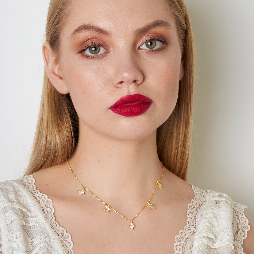 Five-Layer Butterfly Necklace - 925 Silver