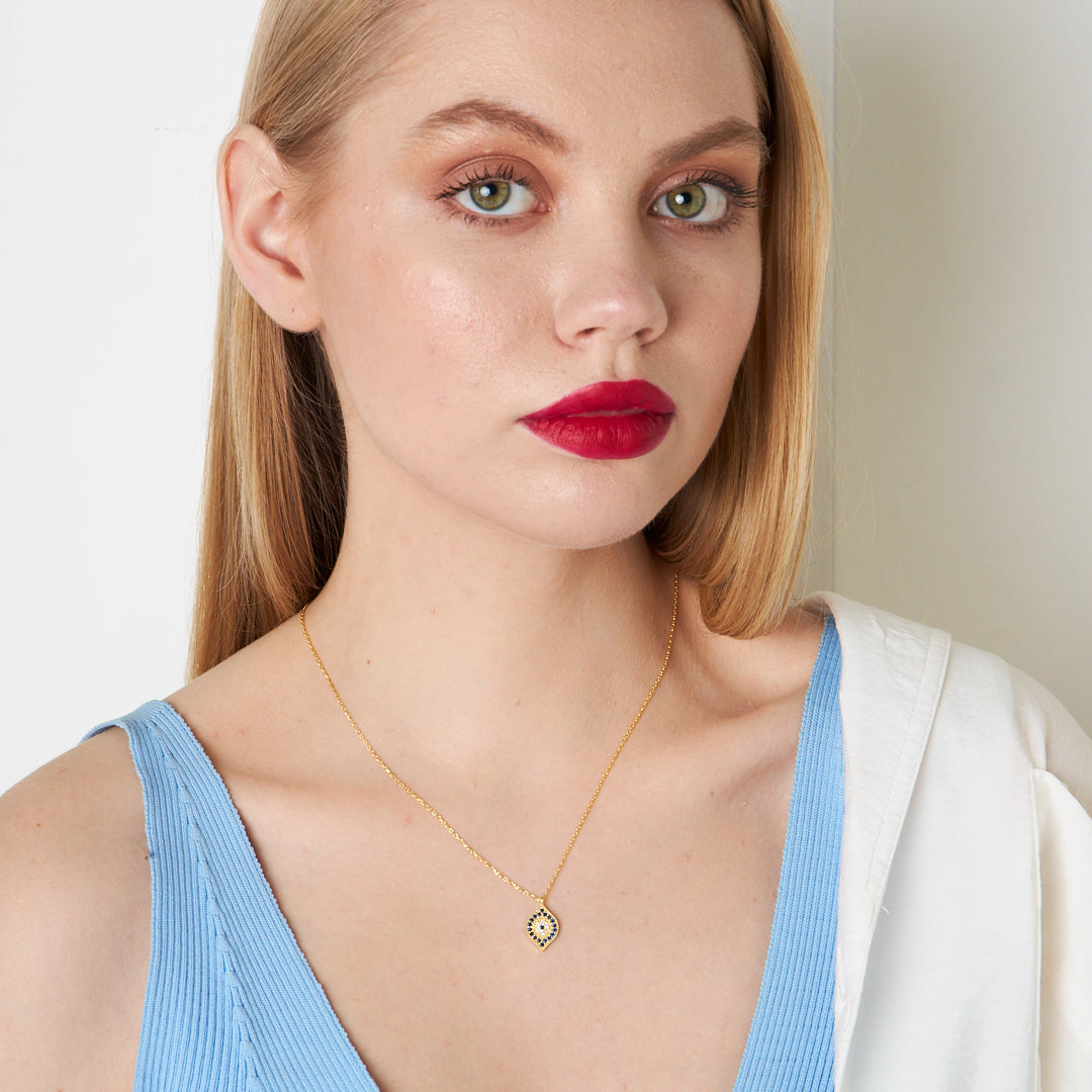 Vertical Eye Necklace - 925 Silver