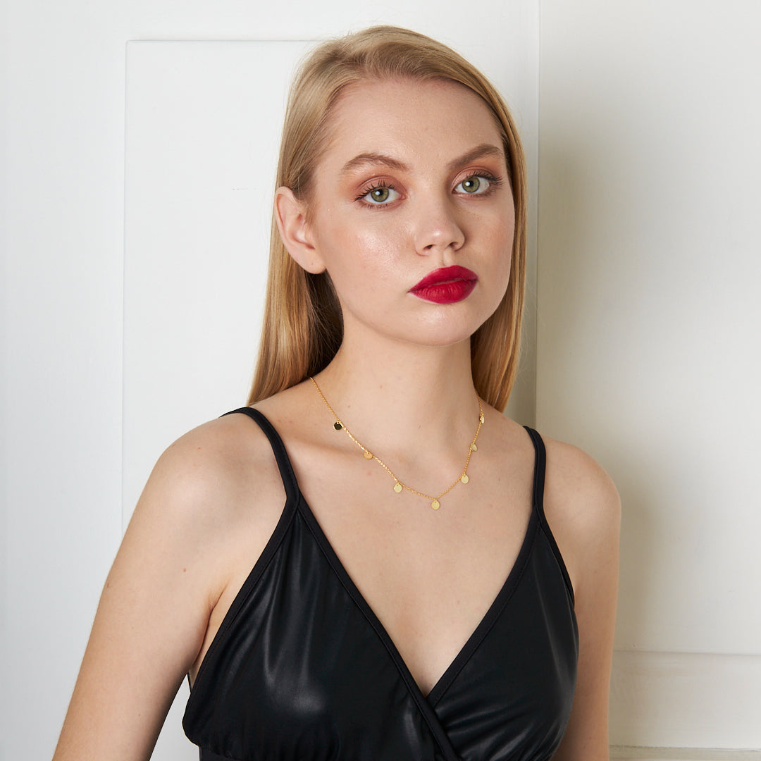 Round Sequin Necklace - 925 Silver