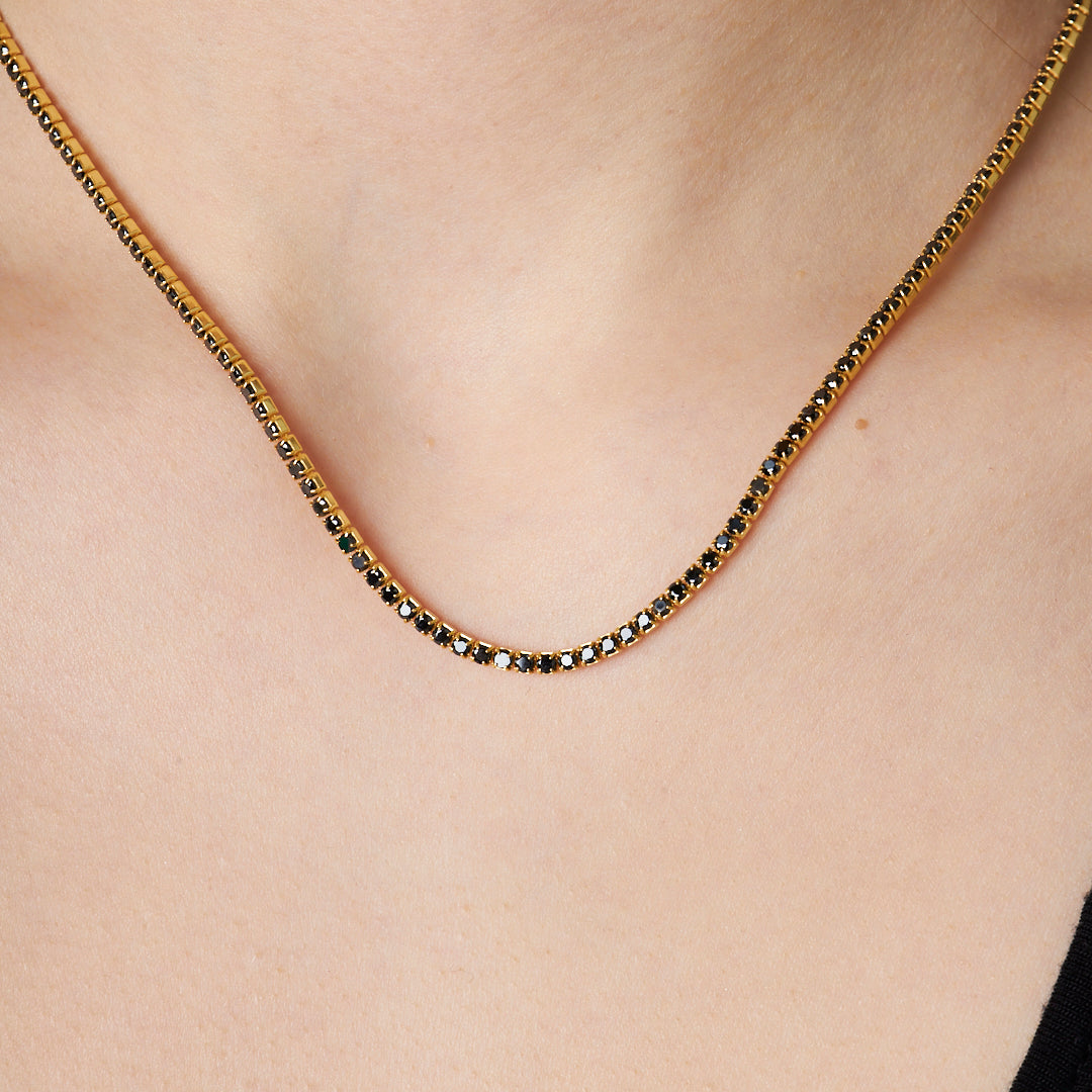 HALSKETTE MIT SCHWARZE STEIN | 925 SILBER