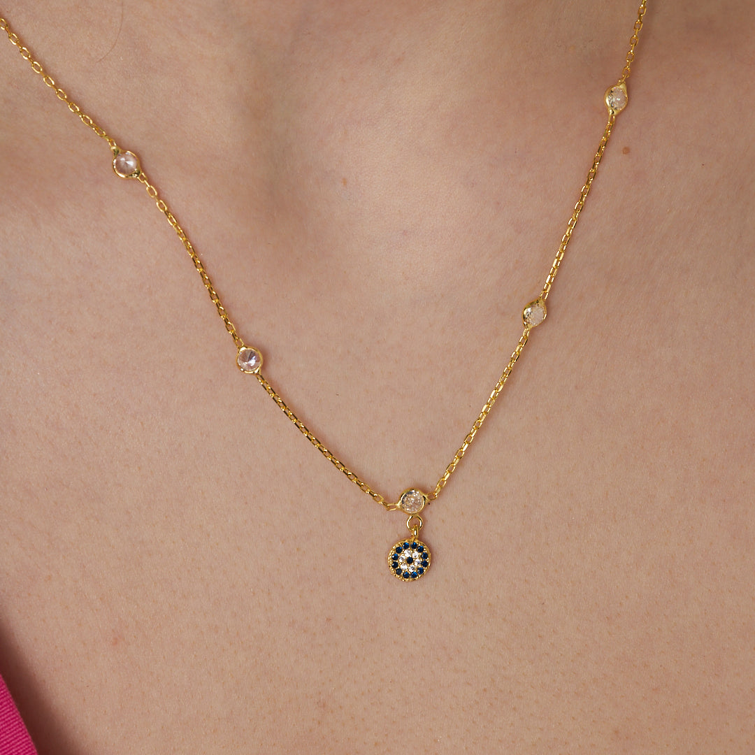 Eye Bead Necklace - 925 SILVER