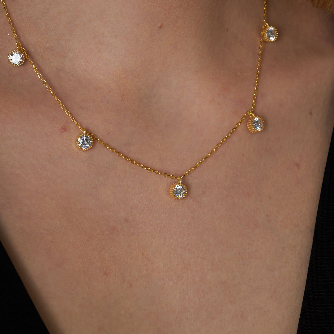 Single Stone Design Necklace - 925 SILVER