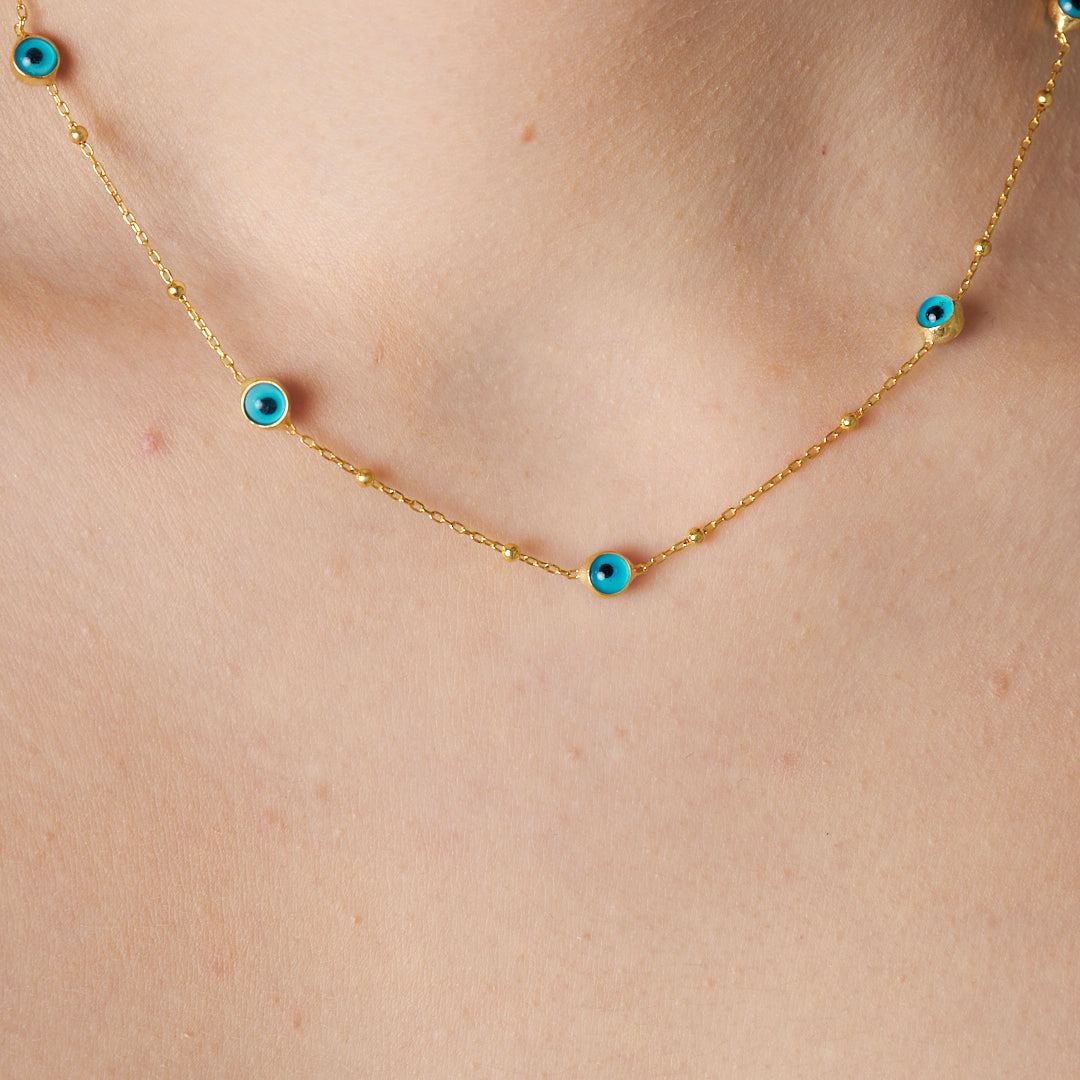 Multiple Evil Eye Necklace - 925 SILVER