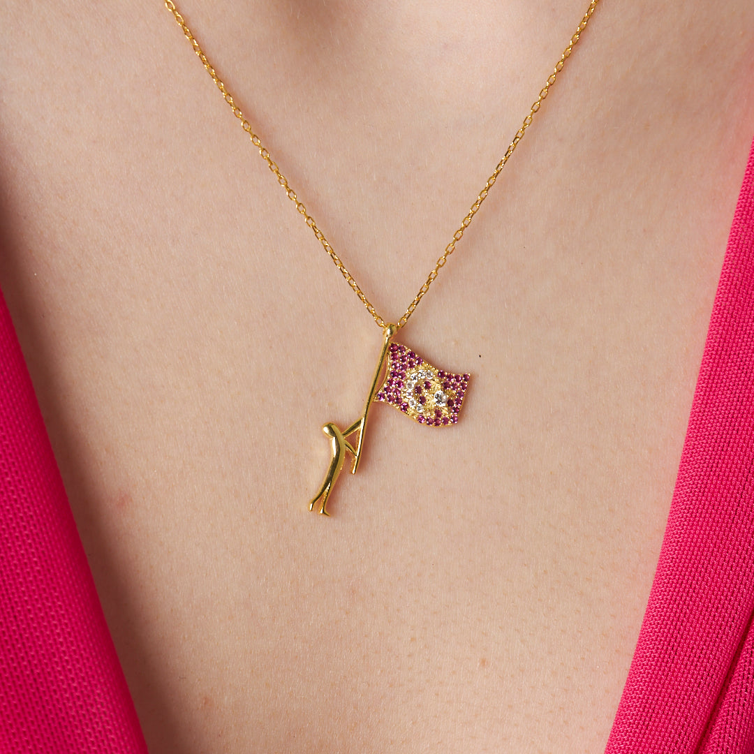 Turkish Flag Necklace - 925 SILVER