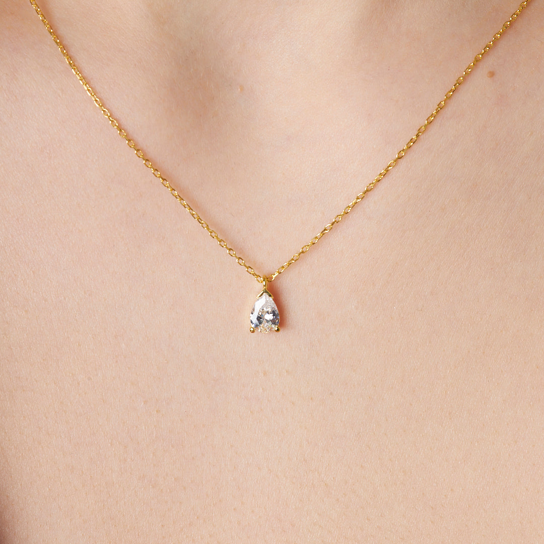 Oval Teardrop Necklace - 925 Silver