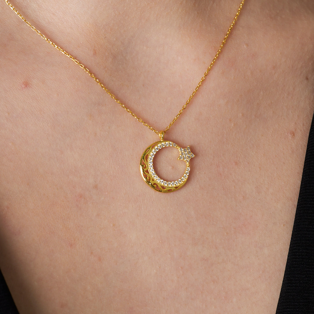 Patterned Star Necklace - 925 SILVER