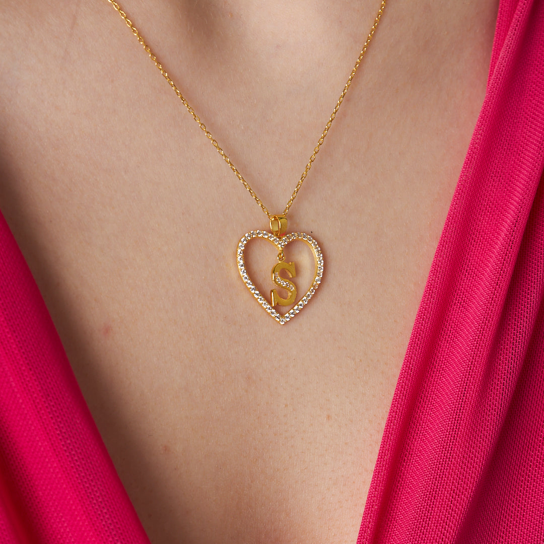 Letter Heart Necklace - 925 Silver