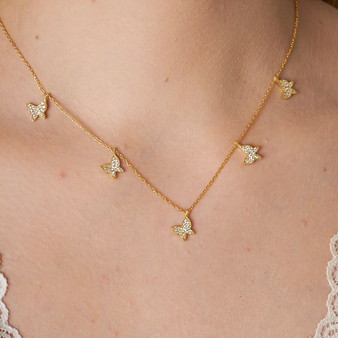 Five-Layer Butterfly Necklace - 925 Silver