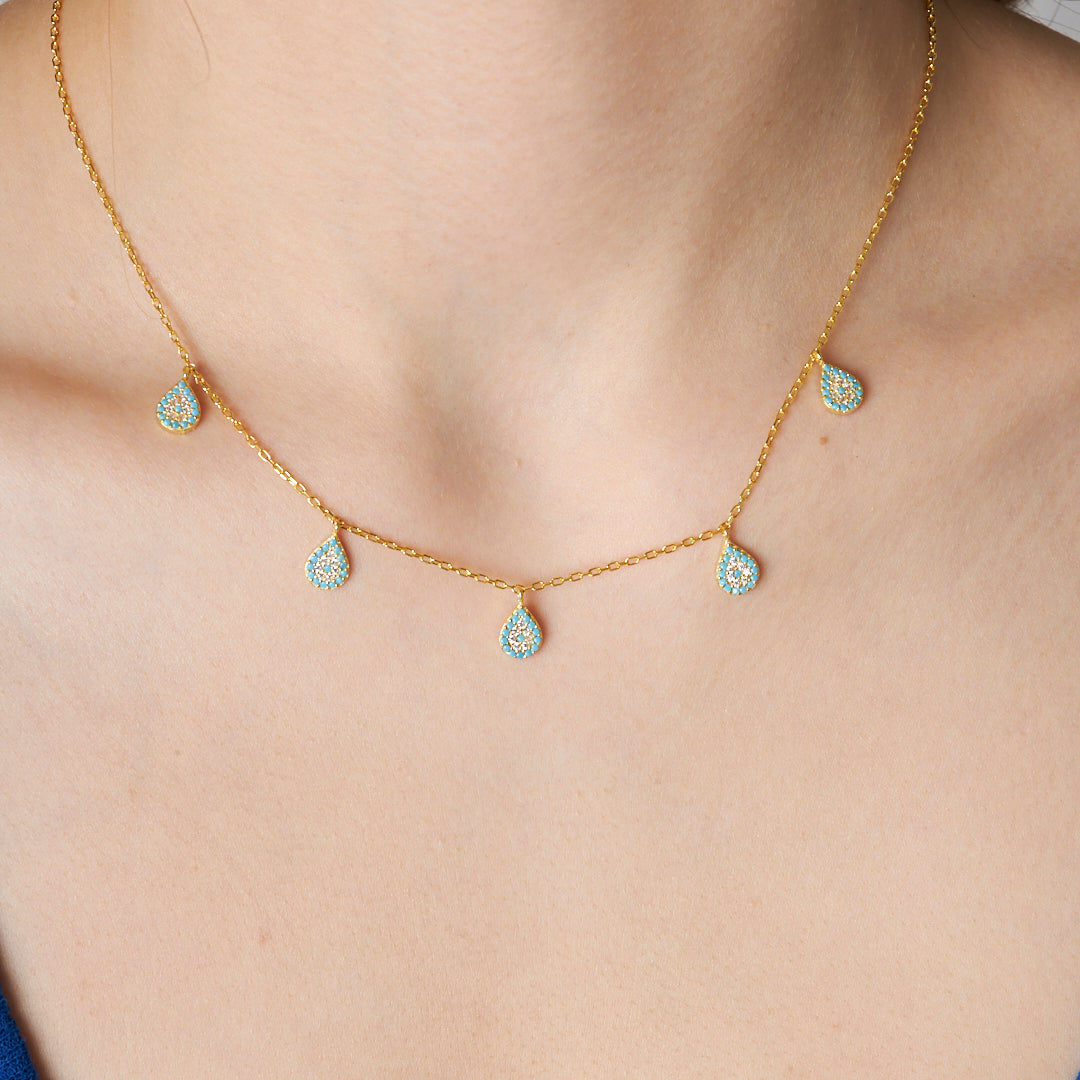 Five-Layer Water Drop Necklace - 925 SILVER