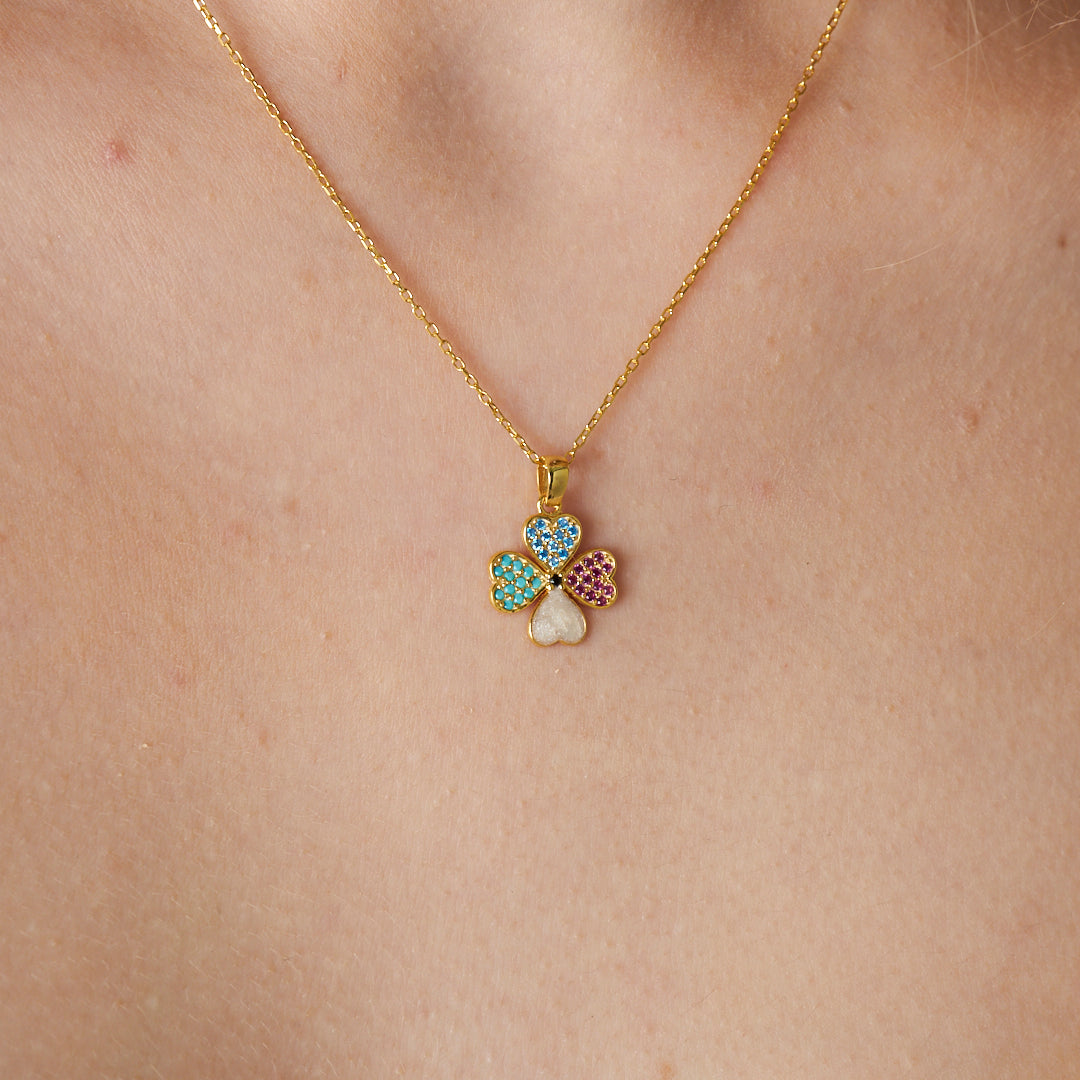 Colorful Clover Necklace - 925 SILVER