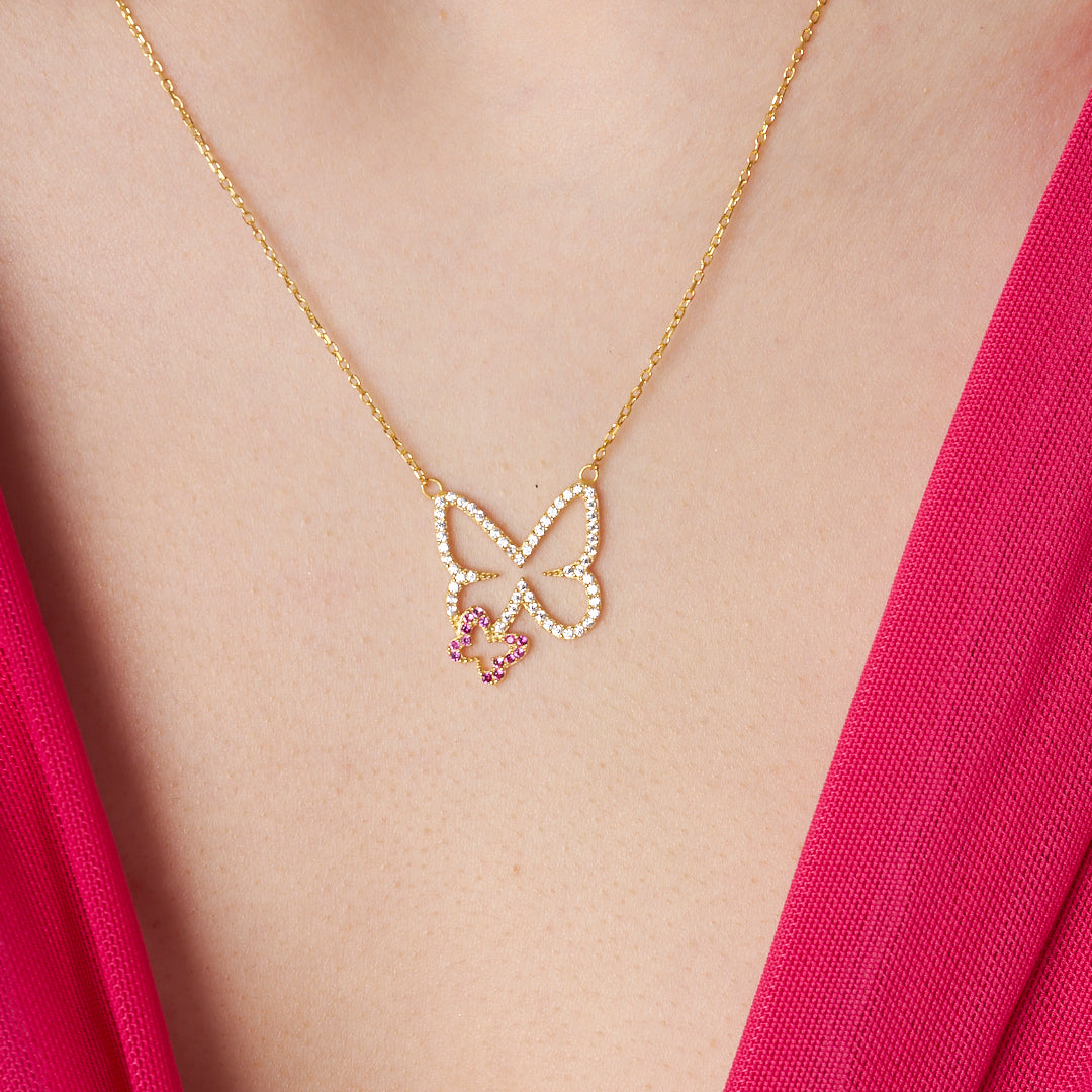 Double Butterfly Necklace - 925 SILVER