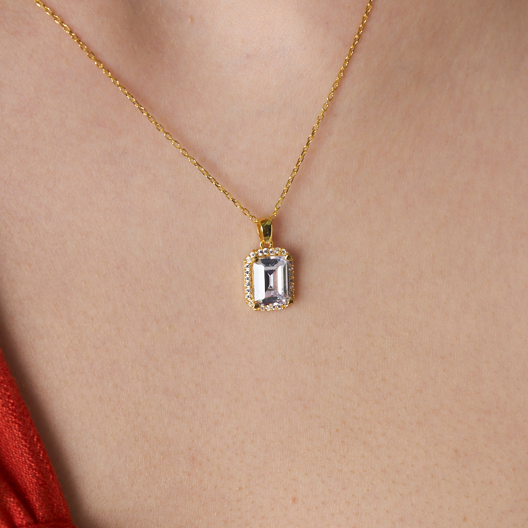 Baguette Stone Trend Necklace - 925 SILVER