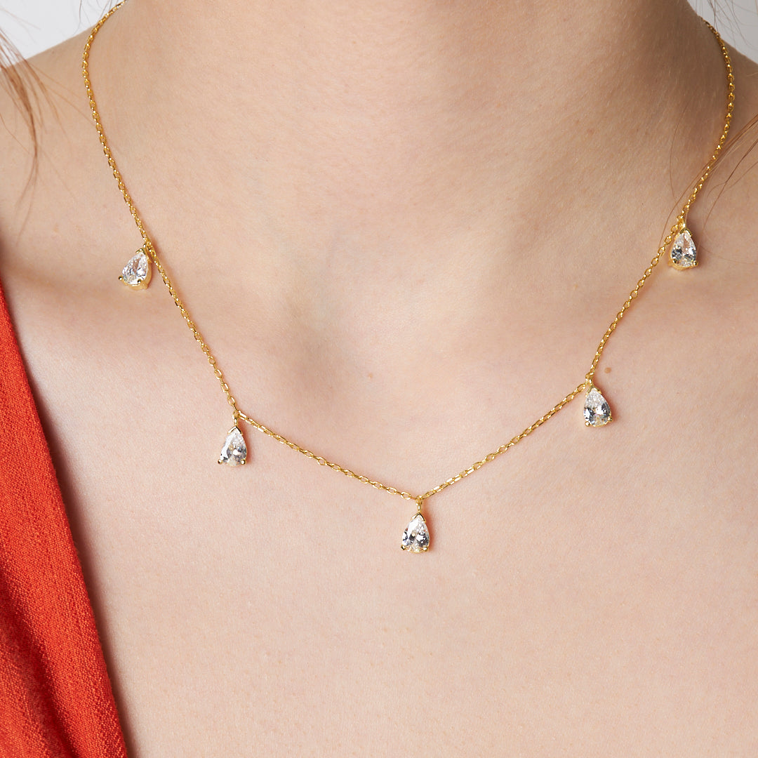 Sequential Water Drop Necklace - 925 SILVER