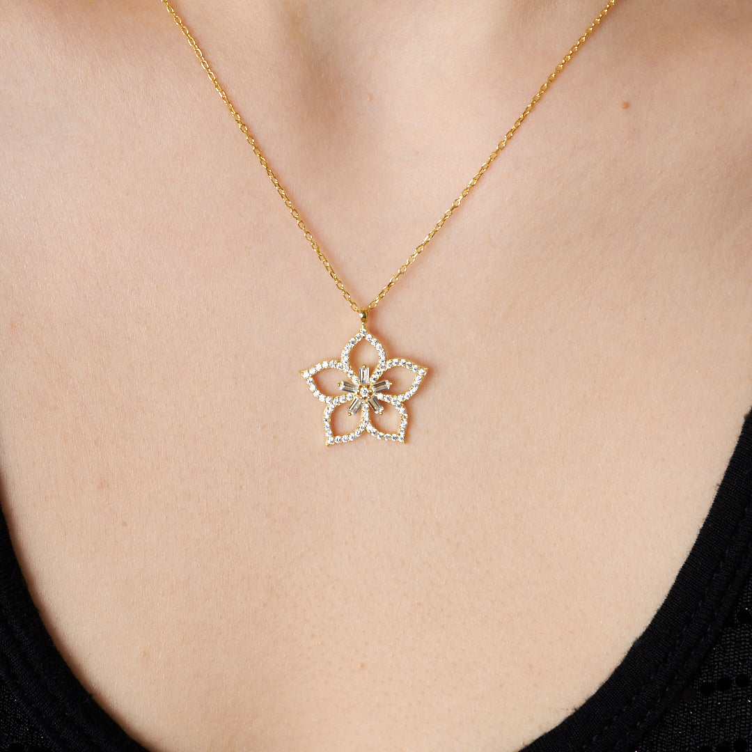 Magnolia Flower Necklace - 925 Silver