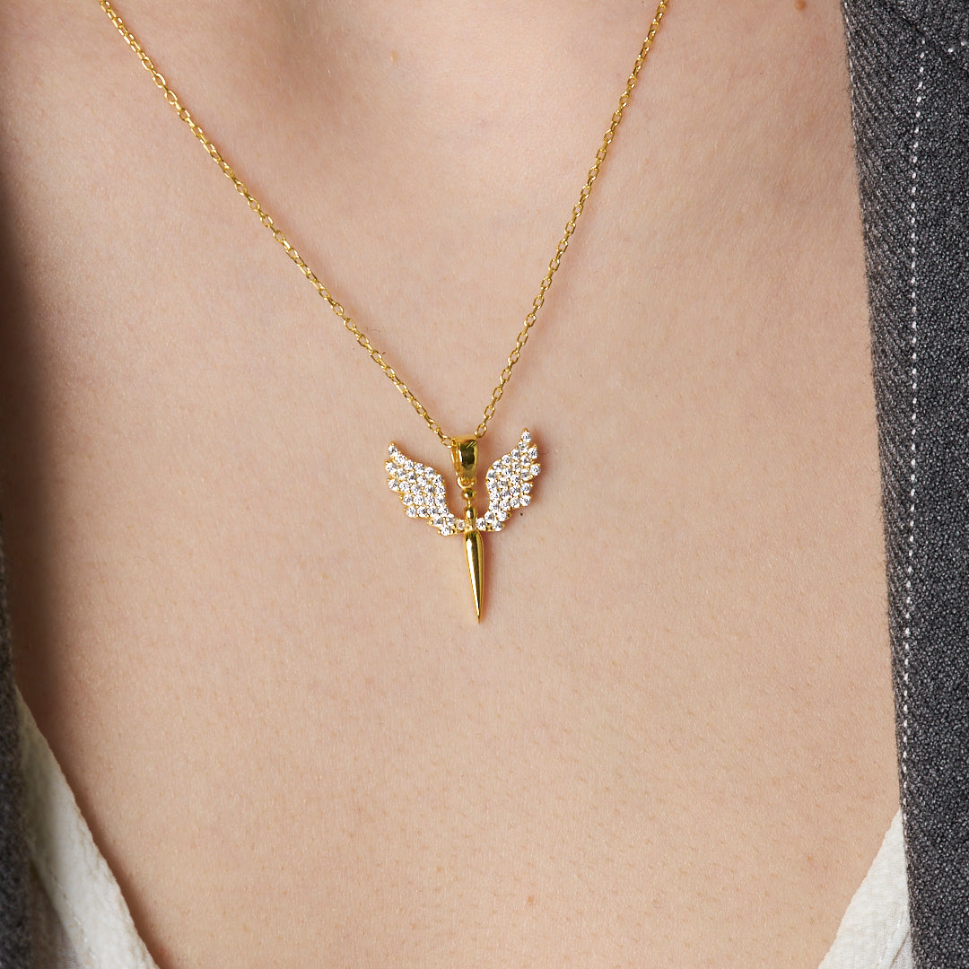 Stone Milkail Angel Necklace - 925 SILVER