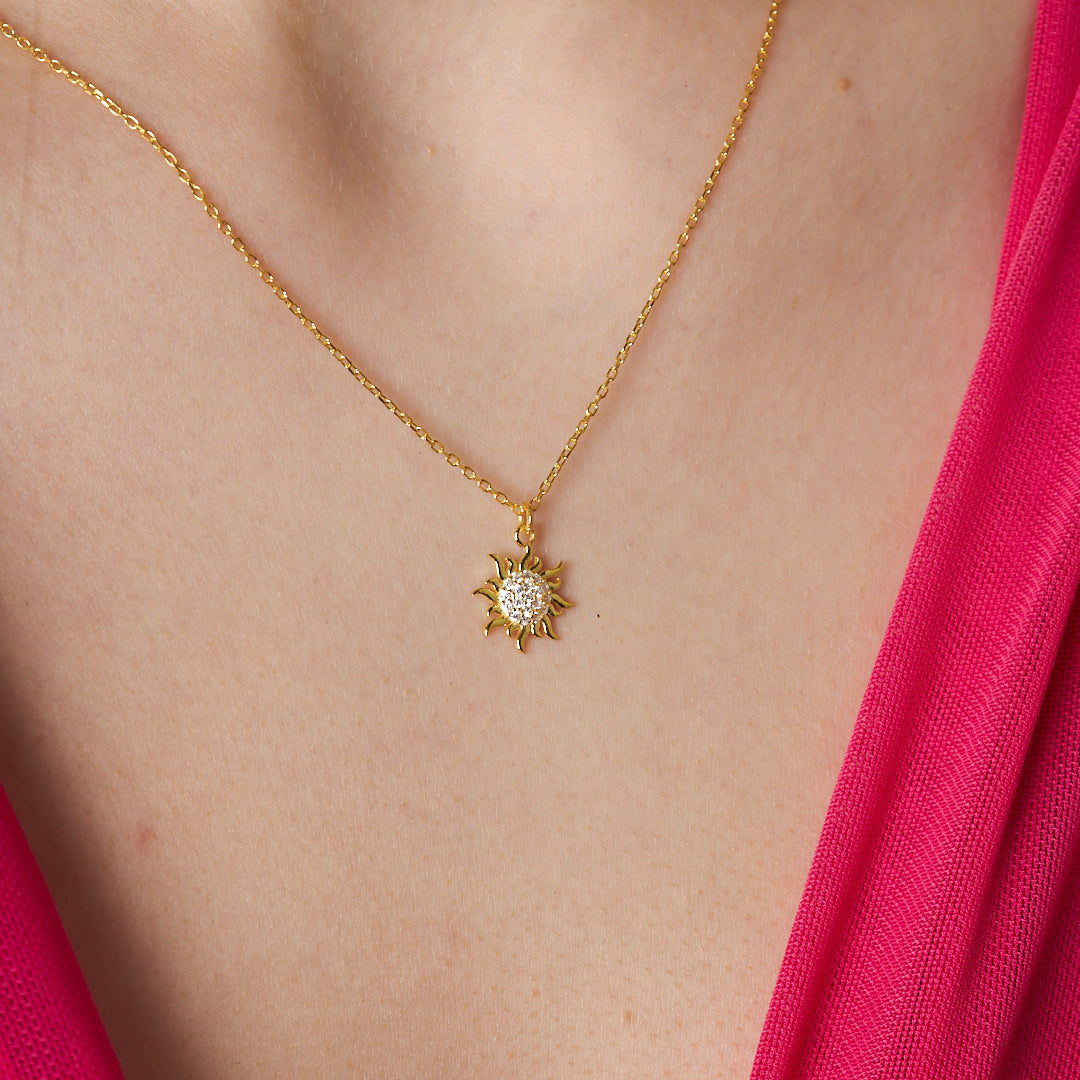 Stone Sun Necklace - 925 SILVER
