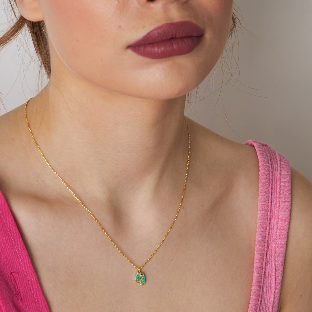 Stone Baby Foot Necklace - 925 SILVER