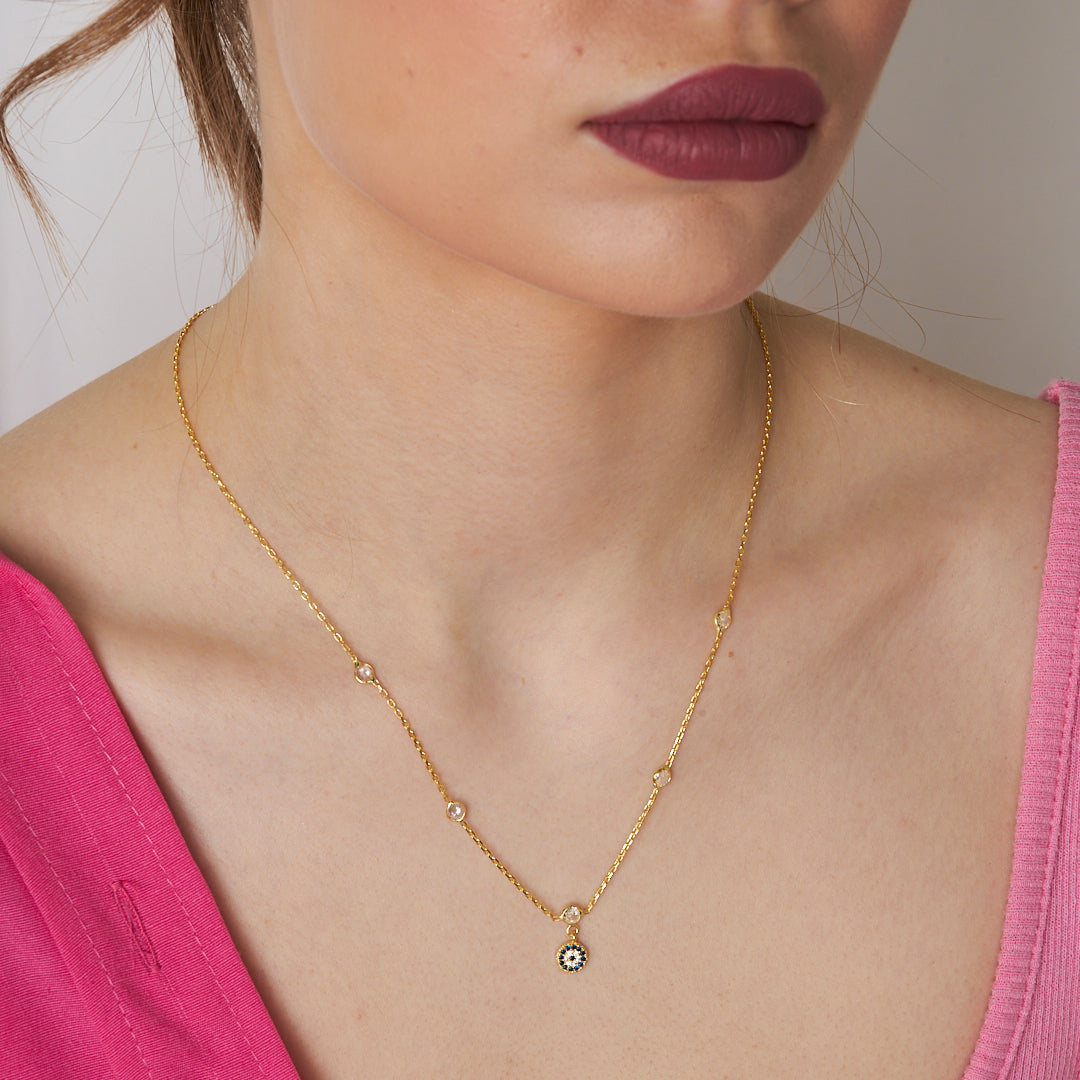 Eye Bead Necklace - 925 SILVER