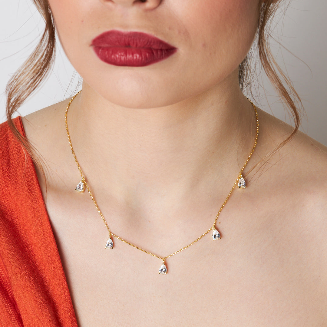 Sequential Water Drop Necklace - 925 SILVER