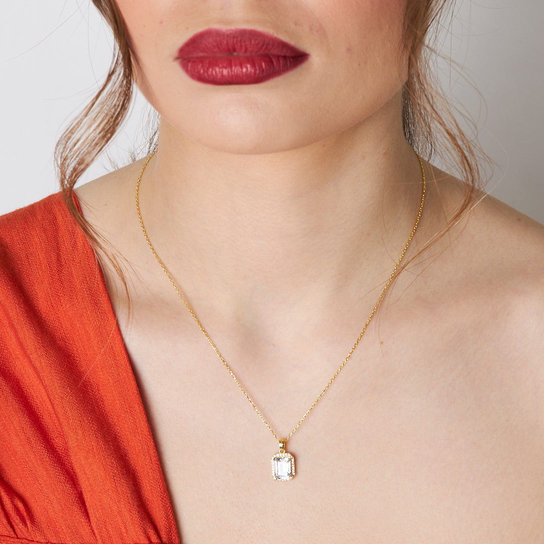 Baguette Stone Trend Necklace - 925 SILVER