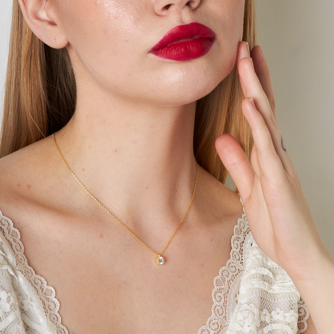 Single Stone Modern Necklace - 925 SILVER