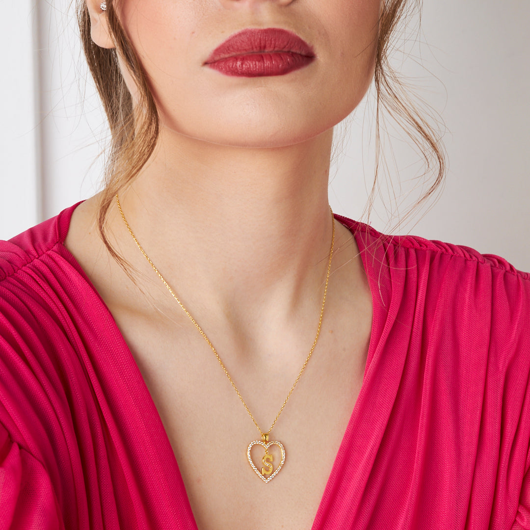 Letter Heart Necklace - 925 Silver