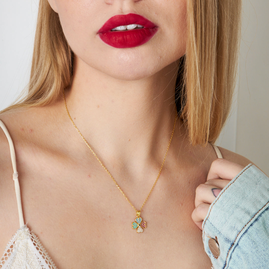 Colorful Clover Necklace - 925 SILVER