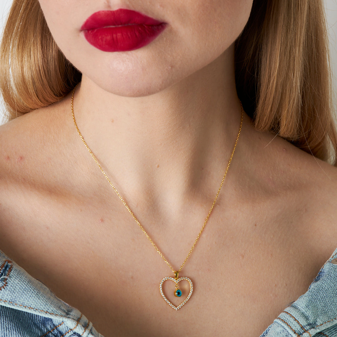 Evil Eye Heart Necklace - 925 Silver
