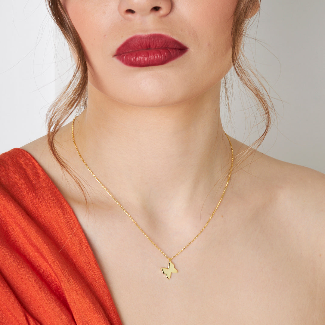 Side Butterfly Necklace - 925 SILVER