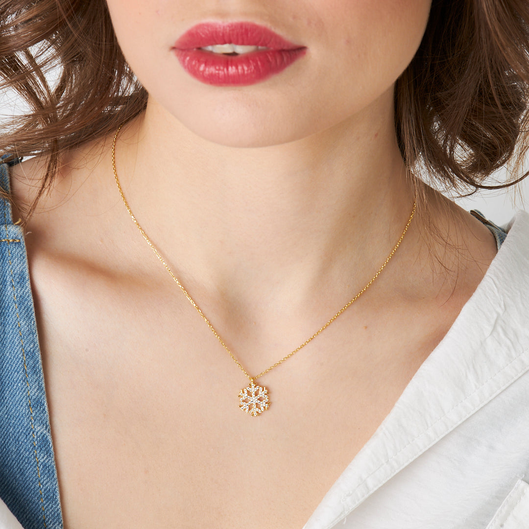 Modern Snowflake Necklace - 925 Silver
