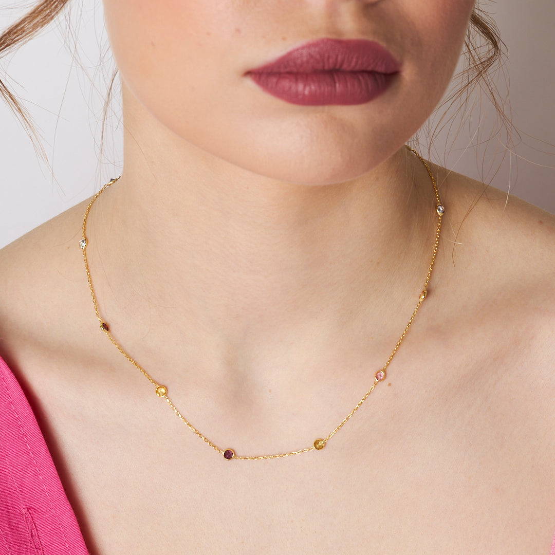 BUNTE STEINKETTE | 925 SILBER