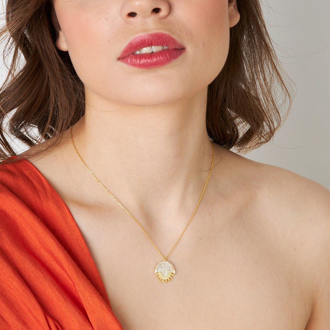 Stone Sun Necklace - 925 SILVER