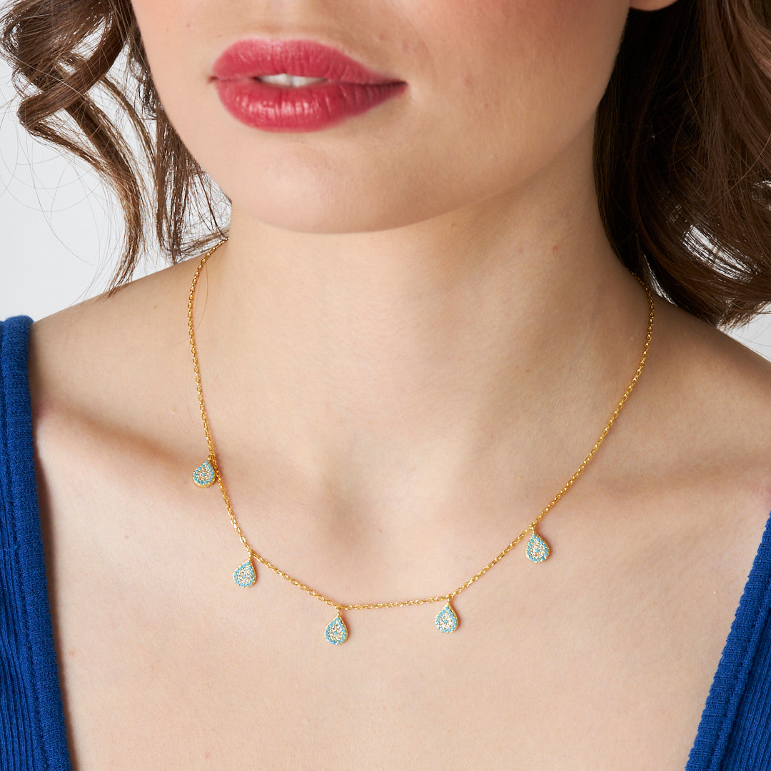 Five-Layer Water Drop Necklace - 925 SILVER