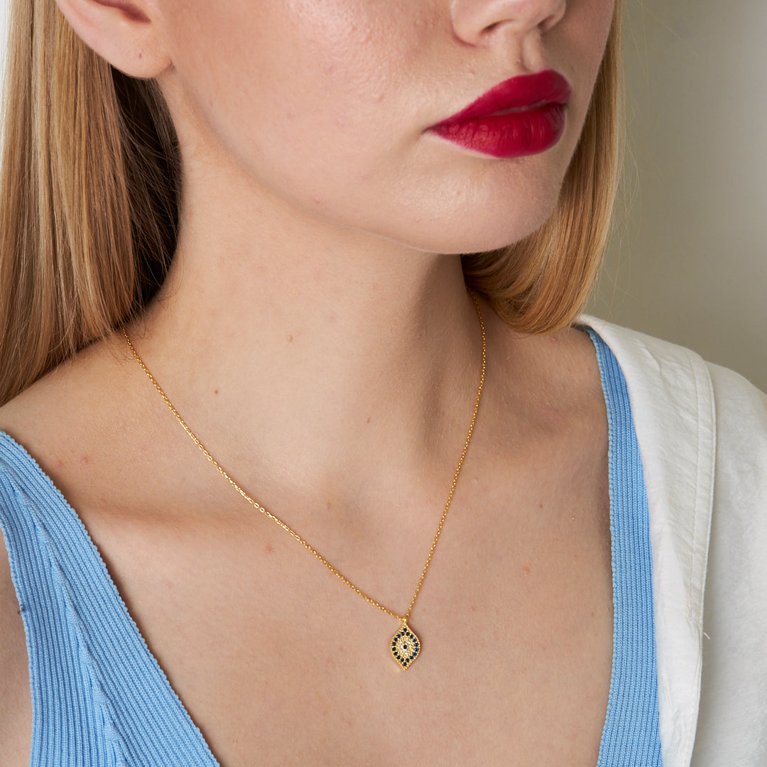 Vertical Eye Necklace - 925 Silver