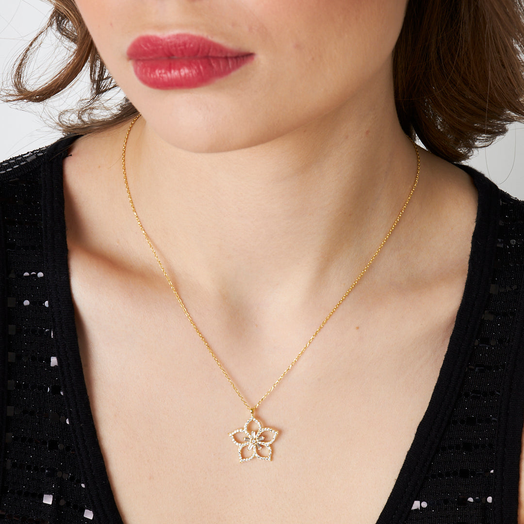 Magnolia Flower Necklace - 925 Silver