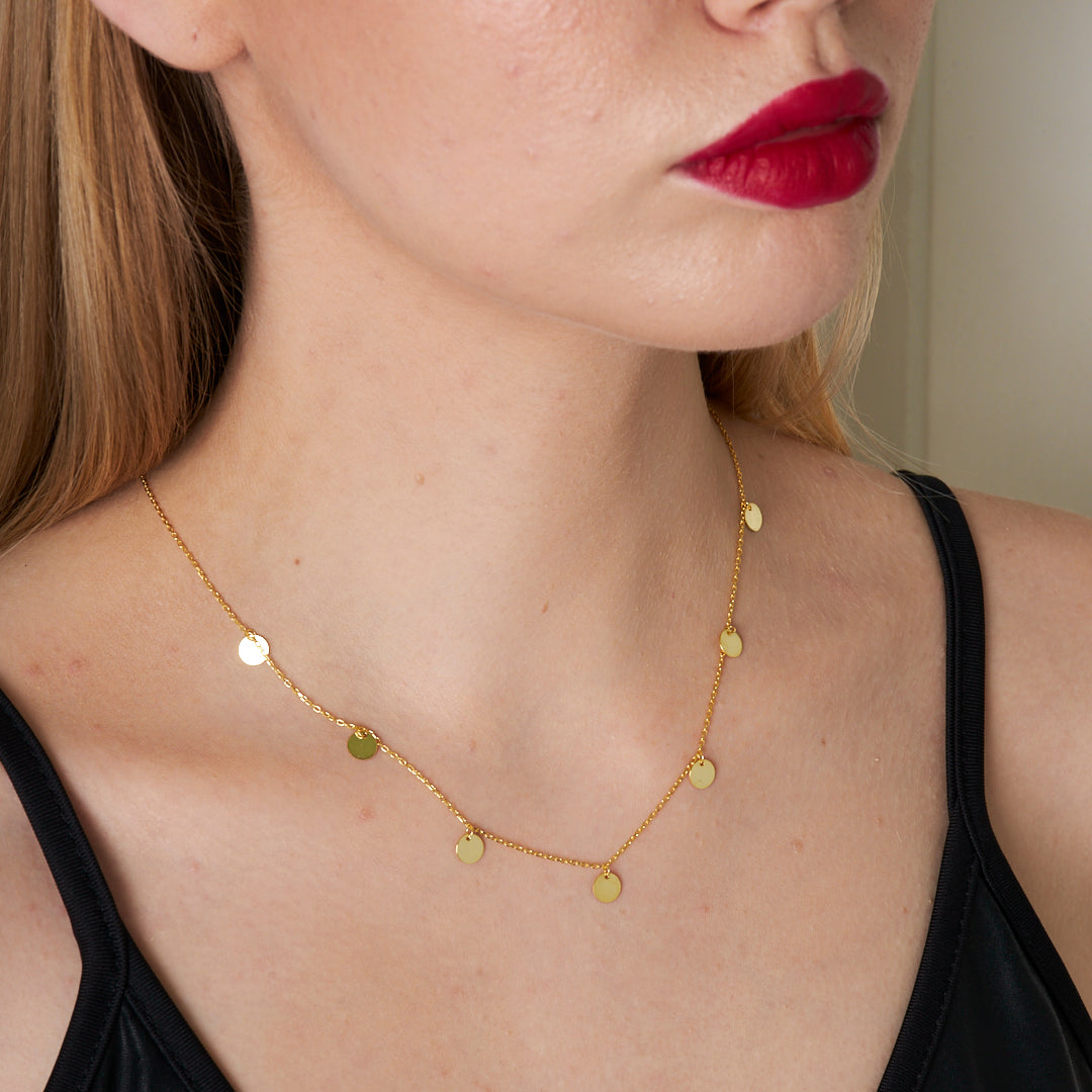 Round Sequin Necklace - 925 Silver